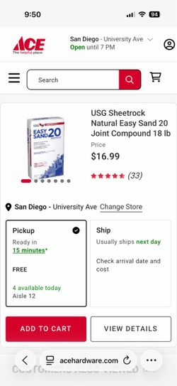 USG Sheetrock Easy Sand 20 Joint Compound 18 lb