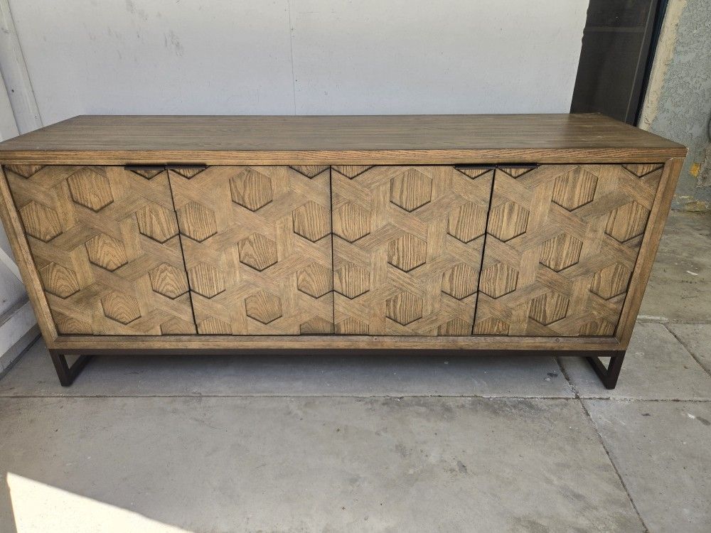 Modern Geometric Wood Credenza/Sideboard - 70" Wide