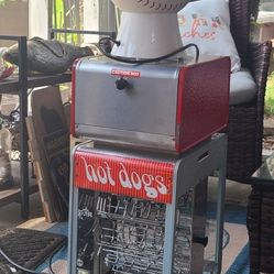 Antique Hot Dog Roller Machine With Baseball Popcorn Maker