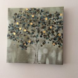Canvas Wall Art New  12x 12  A Teal Tree  By Katrina Craven