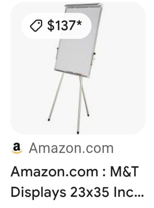Adjustable height Magnetic whiteboard - $45
