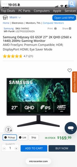 SAMSUNG ODYSSEY G5 27” 1440P 200HZ MONITOR