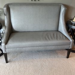 Settee gray faux ostrich leather 