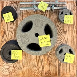 Barbell 1-Inch Weight Plates 25lb 5lb 2.5lb 2.5kg 1.5kg