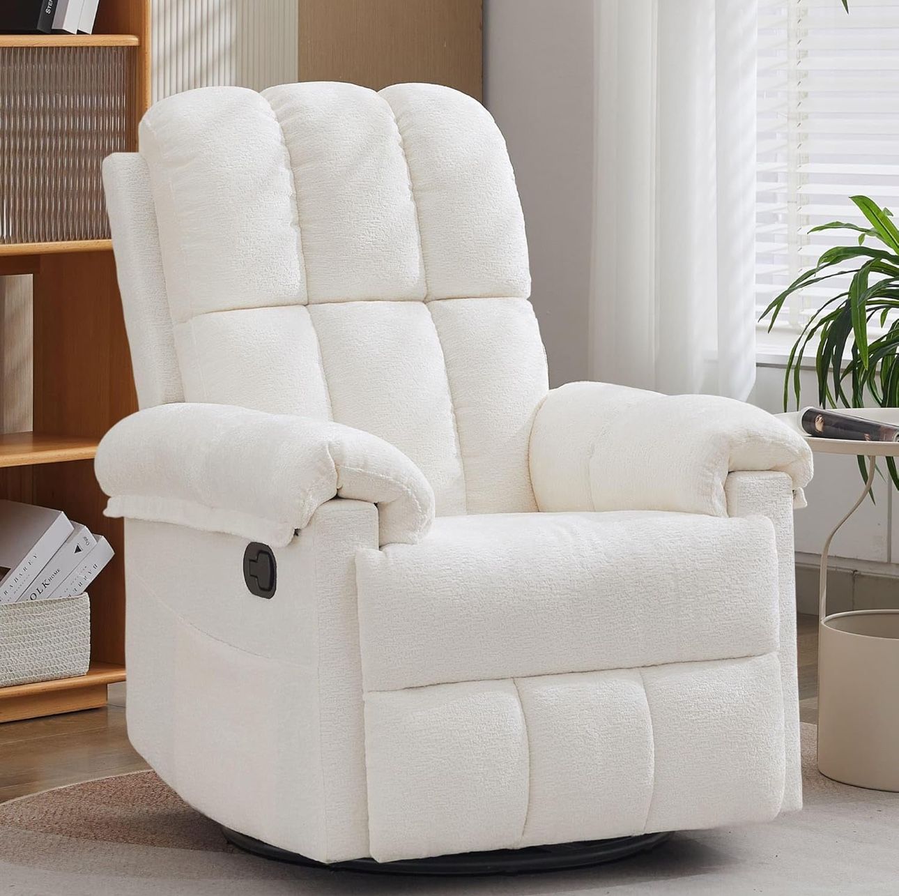 BRAND NEW FACTORY SEALED IN THE BOX Recliner Chair, Swivel Rocker Recliner Chair, Chenille, Beige.