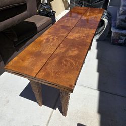 Mid-century Burl Vaneer Folding Table