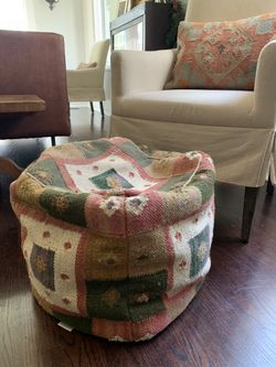 Kilim Style Pouf Ottoman