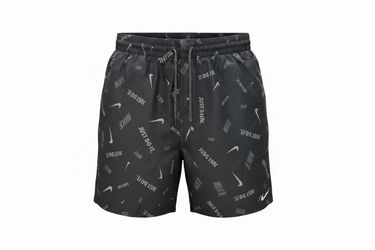 Nike Men’s Black Logo Print Athletic Shorts, Drawstring Elastic Waist, L 7"