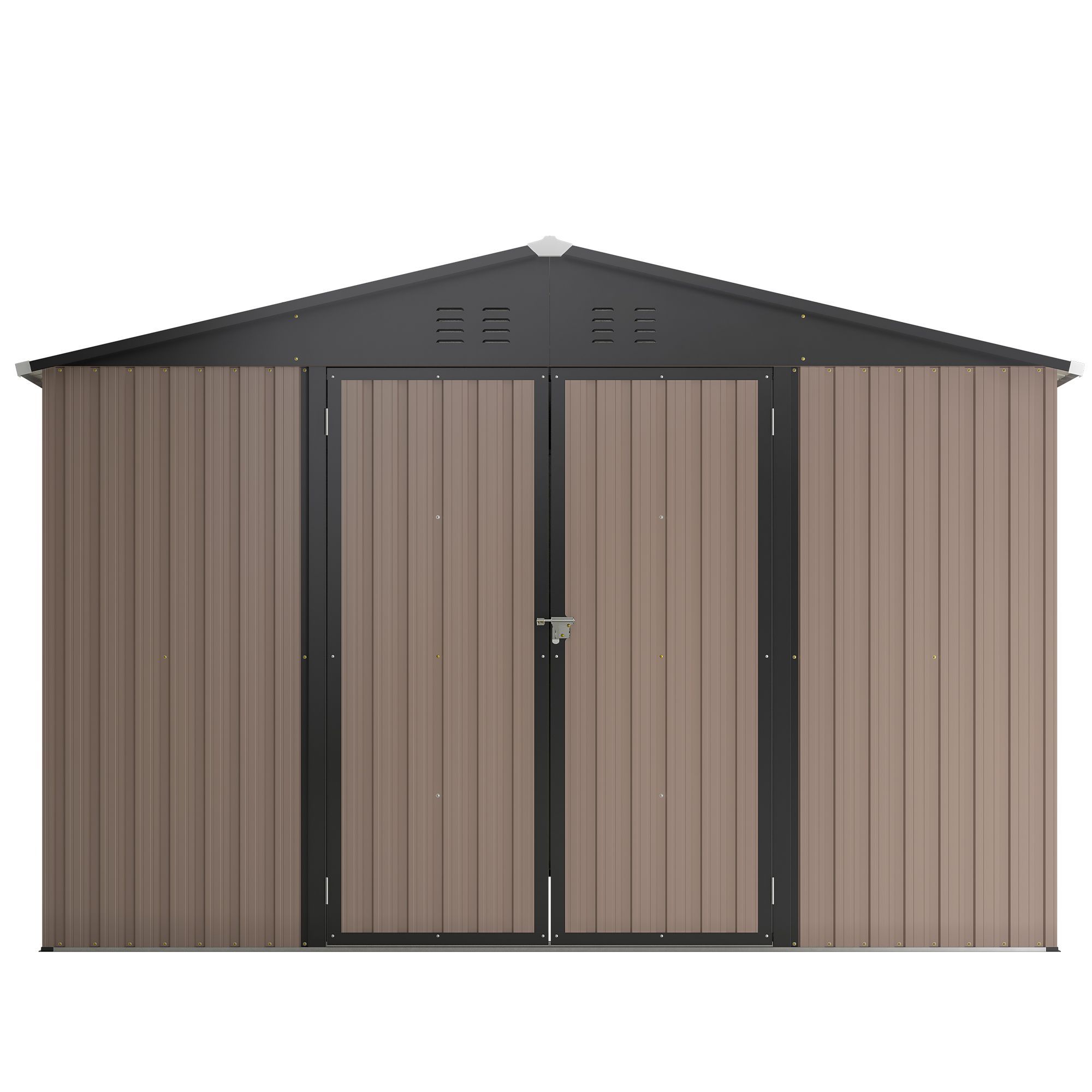 10\' x 10\' Metal Storage Shed for Ourdoor, Steel Yard Shed with Design of Lockable Doors, Utility and Tool Storage for Garden, Backyard, Patio, Outside