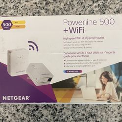 Range Extender - Netgear power line 500 which helps with stronger signal and speed in areas away from the router in the home… 