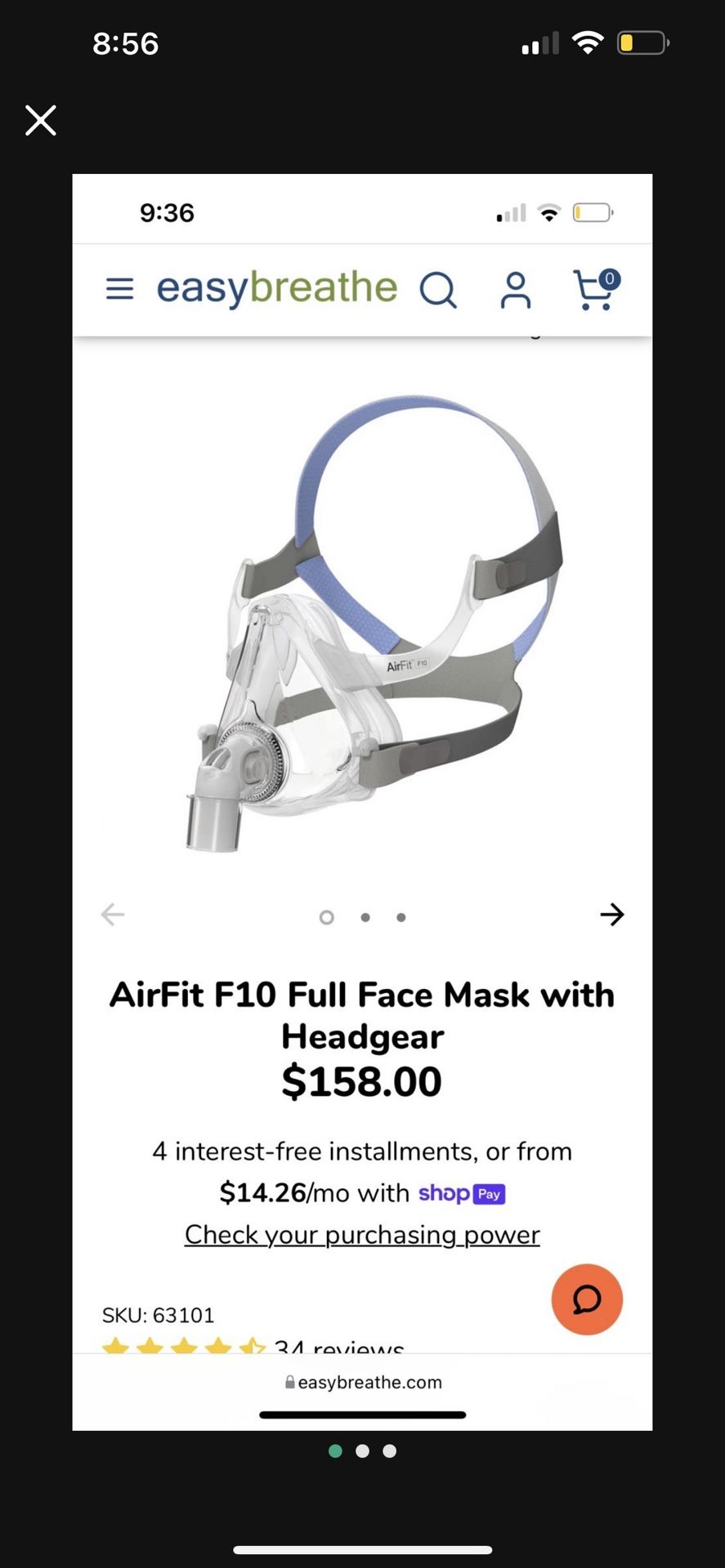 Resmed Airfit 10 Full Face Mask Medium