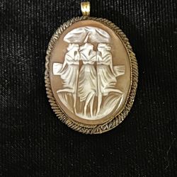  These Are Three Graces In Mythology “Beauty , Charm & Joy  “, Cameo Italy’, Art Deco, , Pin & Bale For Necklace 