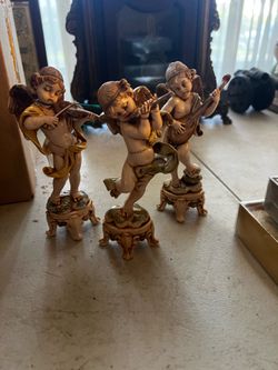 Set of Three Cherub Musician Figurines