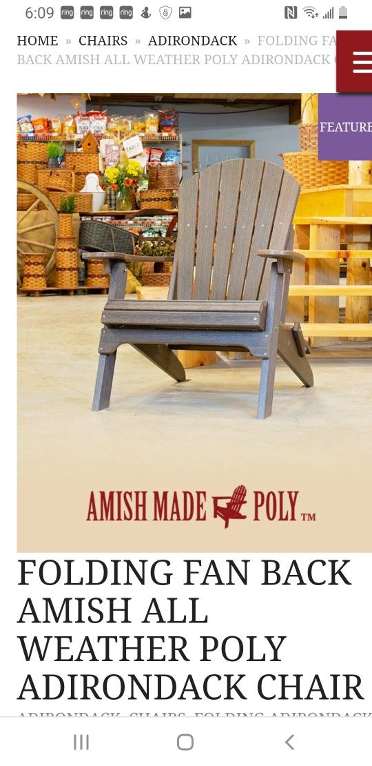 New Amish Made Poly Adirondack Chair