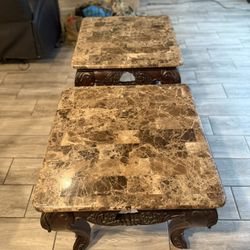 Marble Table And 2 Side Tables