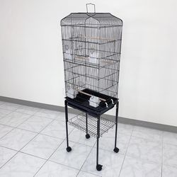 (Brand New) $60 Small to Medium Bird Cage 60” Tall Parrot Parakeet Cockatiel Bird Cage 18x14x60” Rolling Stand