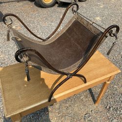 Vintage Leather Fireplace Wood Holder
