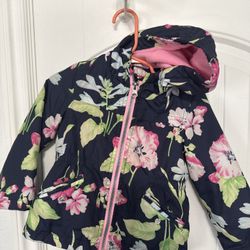 Carter’s 24M Toddler Jacket – Floral, Hooded, Fleece-Lined