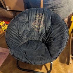 Comfy Kids Chair, Black Fabric With Harry Potter Image. 28in Tall In Back. Used
