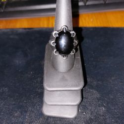 Sterling Silvet Oxidized  Eagle. Claw Holding  Black Onyx  Cabochon RING