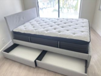 Full Bed Frame Whit 2 Storage Drawers And Mattress . Price Including Delivery