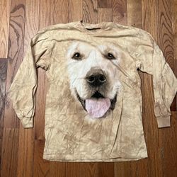 The Mountain Mens Large Brown Golden Retriever Dog Tie Dye Long Sleeve T-Shirt