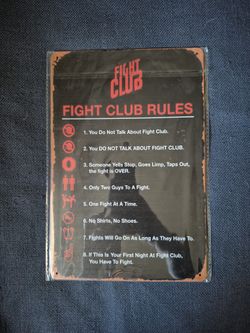 Fight Club "Rules" 8 X 12 Inch Wall Tin - New