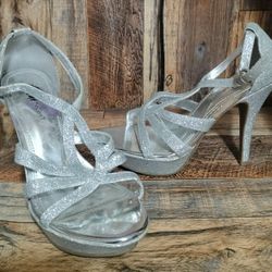 Fionna Nights Silver Mirror Glitter Stilettos Pumps Shoes Heels Size 6