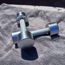 PAIR of 5lbs Chrome Plated Dumbbells