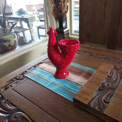 Red Rooster Plant Vase
