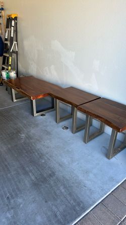 Restoration hardware end tables and coffee table