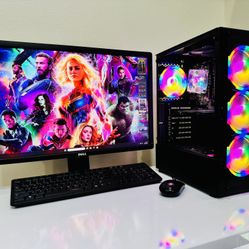 DELL  Gaming PC 8 Core I7 @ 3,4 GHz. Nvidia QUADRO P1000 ( GTX 1050 ). 128G SSD/ 1T HDD, 16G RAM. WIFI  USB 3. 450W PSU.  24” Monit/Keyb,Mouse. Win11P