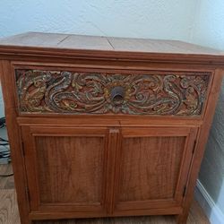 Antique mission style cabinet side table