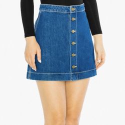 American apparel Denim Button Front A-Line Mini Skirt