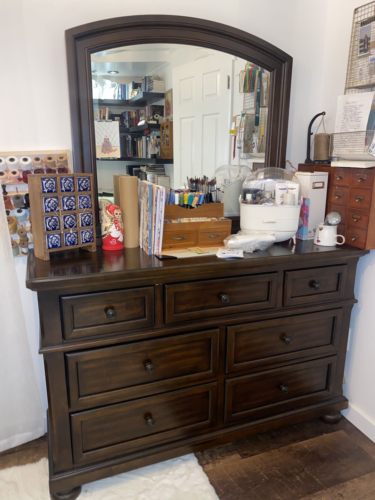 Beautiful Dark-Cherry Stained Wooden Dresser