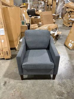 #T Modern Upholstered Accent Chair Color: Dark Gray / Charcoal Gray Soft Fabric • Padded Seat & Back • Wooden Legs Price: $90
