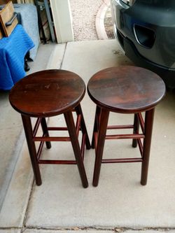 2 Brown Wood Stools For Sale!