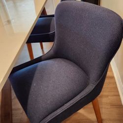 Wooden Legs, Blue Navy Mid Century Chairs 4