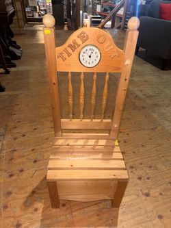 Wooden "Time Out" Chair with Clock