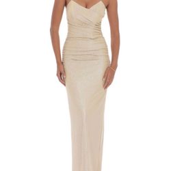 NWOT Lucy In The Sky Gold Strapless Dress 