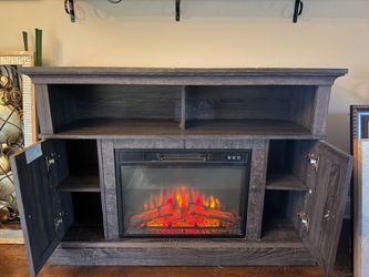 48” Electric Fireplace TV Stand / Entertainment Center with Storage – Gray
