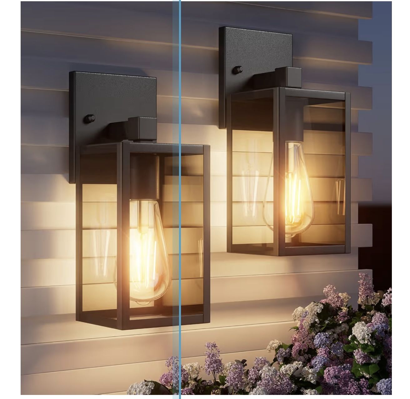 Outdoor Light Fixtures Wall Mount, Waterproof Front Porch Lights, Modern Exterior Lighting Fixtures with E26 Socket, Black Wall Sconces Lantern Lamp,