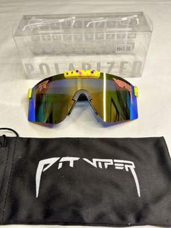 Pit Viper Sunglasses Party Time, Yellow/Blue Mirror Chromatic Yellow Frame With Pink Purple Spots