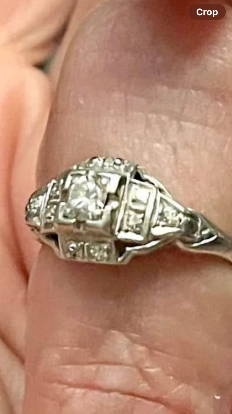 Art Deco Platinum Antique Ring Mined Diamonds