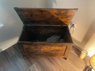 wooden storage chest and table