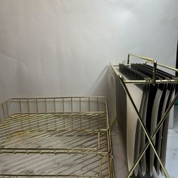 Gold Office Supplies Desk Organizers Set