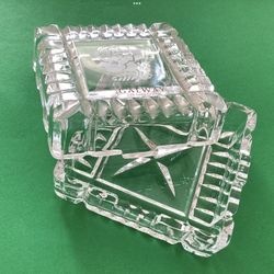 Galway Ireland Crystal Lidded Trinket Jewelry Box 2.75” x 2.75” Irish Rose Etched
