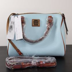 New Dooney & Bourke Pebble Grain Trudy Satchel Pale Blue Crossbody Handbag