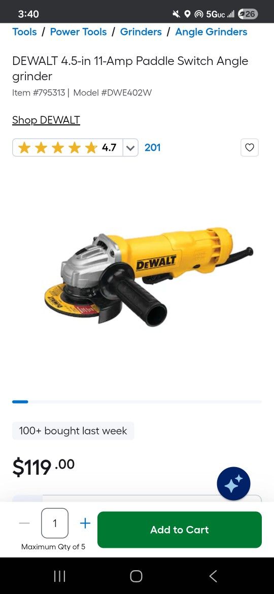 Dewalt Grinder 