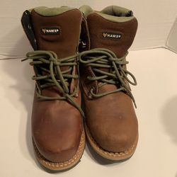 Hawx Platoon Leather Work Boots Waterproof Composite Toe Womens Brown Size 8.5 B